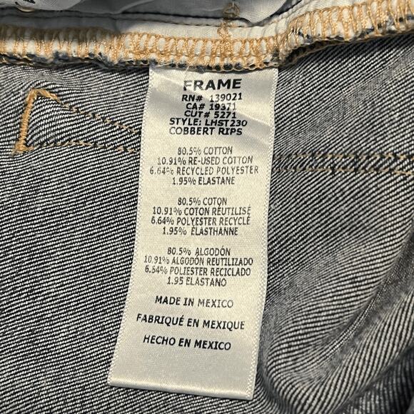 FRAME Le High Straight Leg High Rise Cropped Jeans Cobbert Rips Sz 26 - Picture 10 of 11
